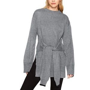 JOA Front Tie Side Slit Sweater